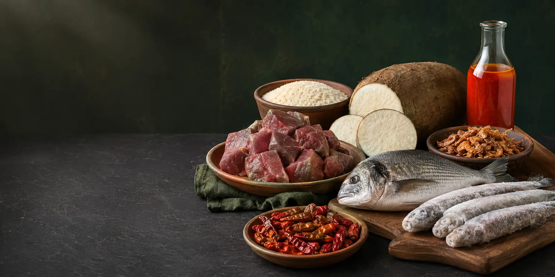 A premium selection of meat, fish and Nigerian foodstuff